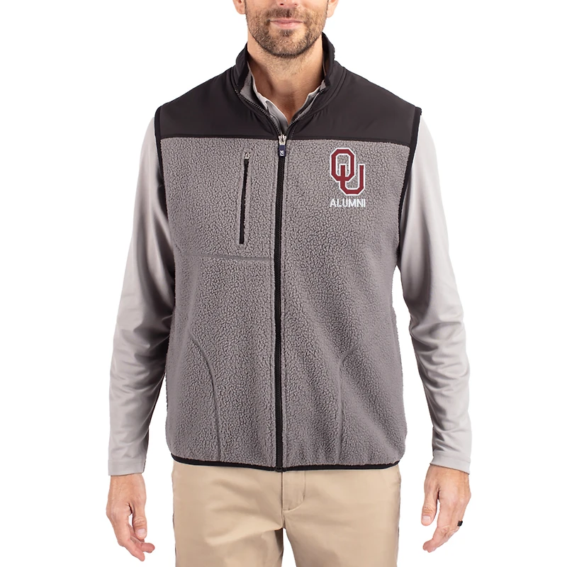 Men's Cutter & Buck Oklahoma Sooners Cascade Eco Fleece Full-Zip Vest
