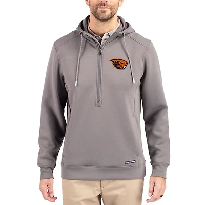 Men's Cutter & Buck Gray Oregon State Beavers Roam Eco Recycled Half-Zip Pullover Hoodie