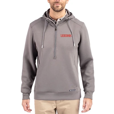 Men's Cutter & Buck  Gray UConn Huskies Roam Eco Recycled Half-Zip Pullover Hoodie