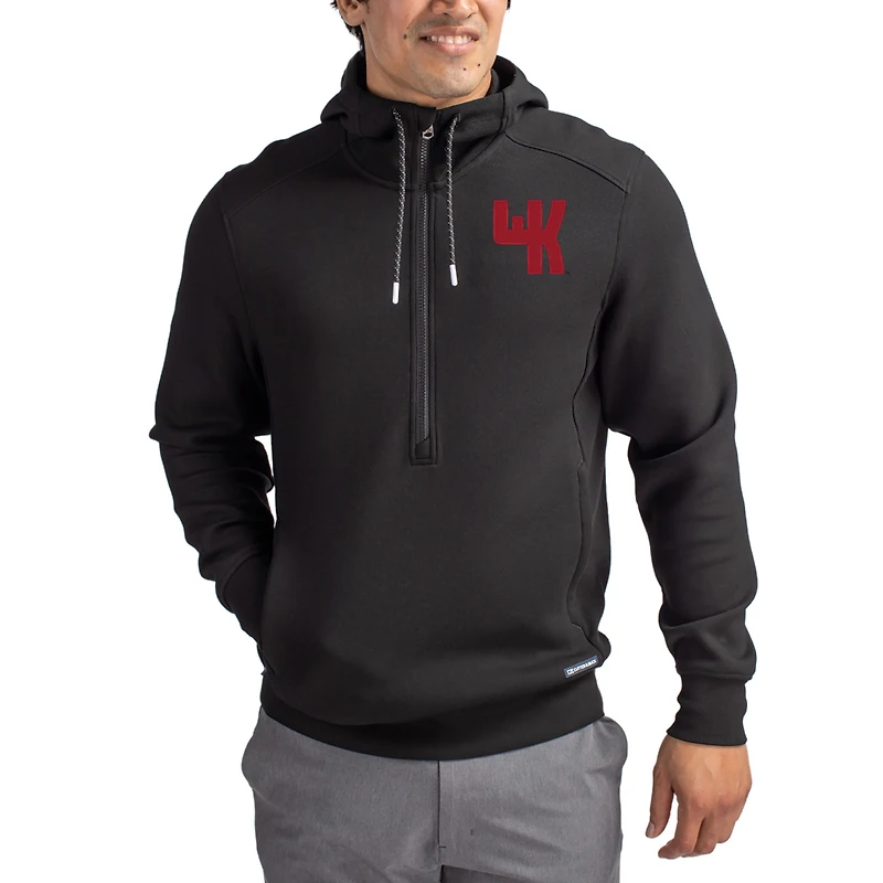 Men's Cutter & Buck Black Western Kentucky Hilltoppers Roam Eco Recycled Half-Zip Pullover Hoodie