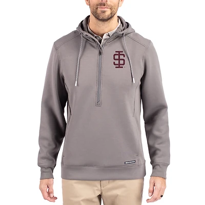 Men's Cutter & Buck  Gray Southern Illinois Salukis Roam Eco Recycled Half-Zip Pullover Hoodie