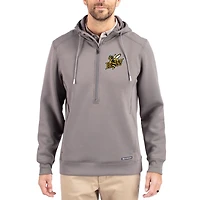 Men's Cutter & Buck  Gray Baldwin Wallace Yellow Jackets Roam Eco Recycled Half-Zip Pullover Hoodie