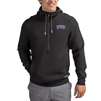 Men's Cutter & Buck  Black TCU Horned Frogs Roam Eco Recycled Half-Zip Pullover Hoodie