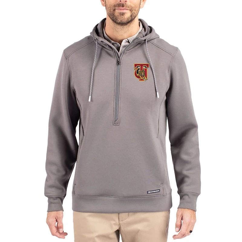 Men's Cutter & Buck  Gray Tuskegee Golden Tigers Roam Eco Recycled Half-Zip Pullover Hoodie