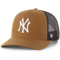 Men's Carhartt x '47  Brown New York Yankees Trucker Adjustable Hat
