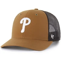 Men's Carhartt x '47  Brown Philadelphia Phillies Trucker Adjustable Hat