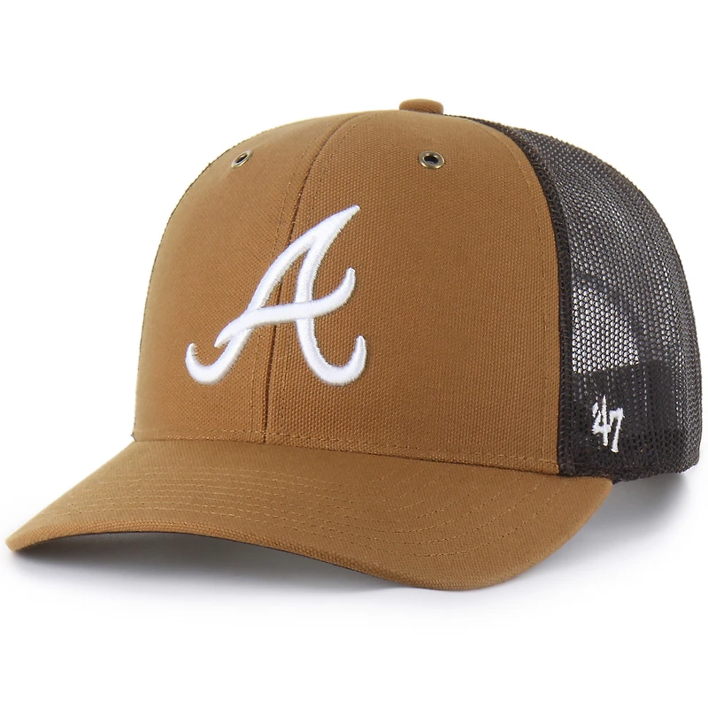 Men's Carhartt x '47  Brown Atlanta Braves Trucker Adjustable Hat