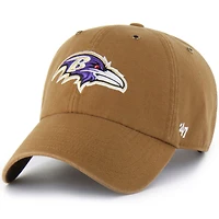 Men's Carhartt x '47  Brown Baltimore Ravens Clean Up Adjustable Hat