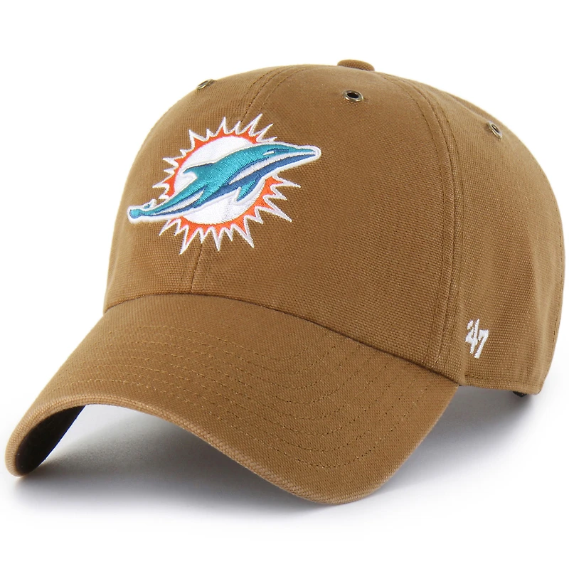 Men's Carhartt x '47  Brown Miami Dolphins Clean Up Adjustable Hat
