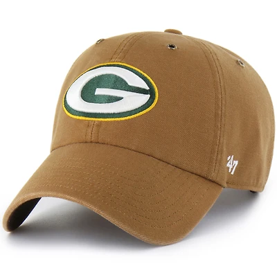 Men's Carhartt x '47  Brown Green Bay Packers Clean Up Adjustable Hat