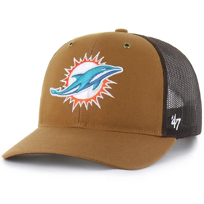 Men's Carhartt x '47  Brown Miami Dolphins Trucker Adjustable Hat