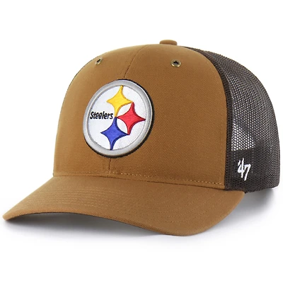 Men's Carhartt x '47  Brown Pittsburgh Steelers Trucker Adjustable Hat