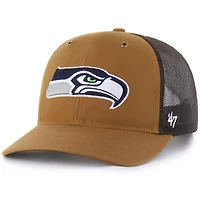 Men's Carhartt x '47  Brown Seattle Seahawks Trucker Adjustable Hat