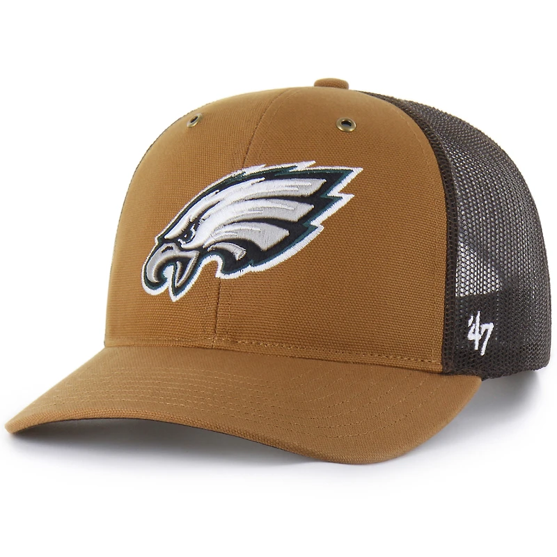 Men's Carhartt x '47  Brown Philadelphia Eagles Trucker Adjustable Hat