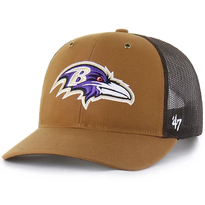 Men's Carhartt x '47  Brown Baltimore Ravens Trucker Adjustable Hat