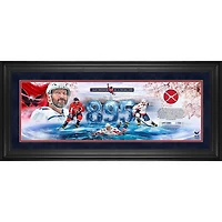 Alexander Ovechkin Washington Capitals Framed 10" x 30" Panoramic Photograph with a Piece of Game-Used Net from 895 Goal Game - Limited Edition of 250