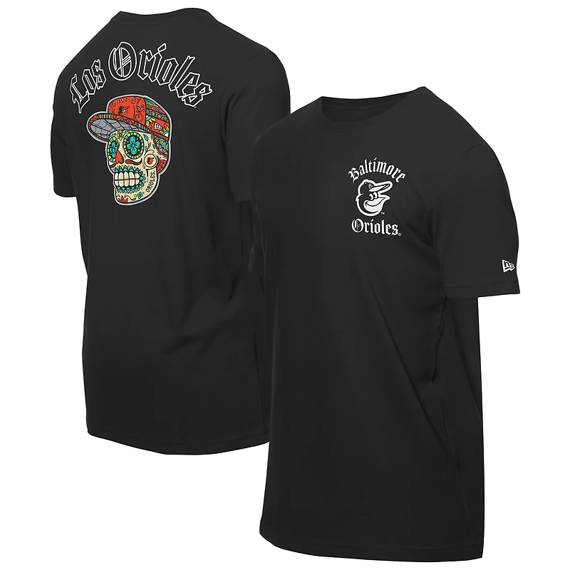 Men's New Era Black Baltimore Orioles Sugar Skulls T-Shirt