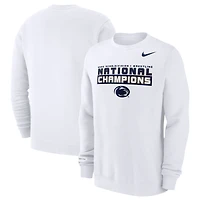 Men's Nike White Penn State Nittany Lions 2025 NCAA Wrestling National Champions Club Fleece Pullover Sweatshirt