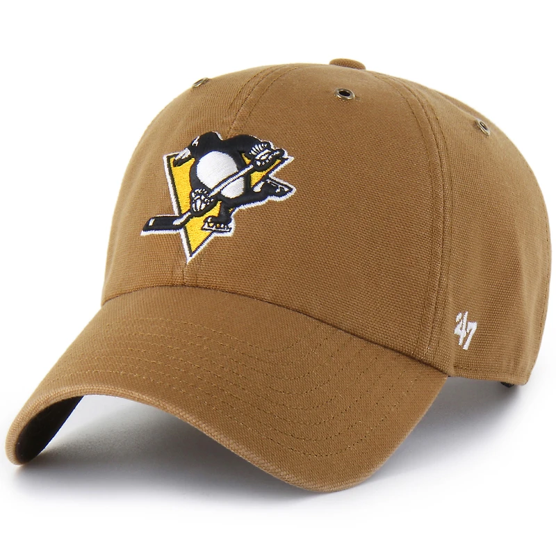 Men's Carhartt x '47 Brown Pittsburgh Penguins Clean Up Adjustable Hat