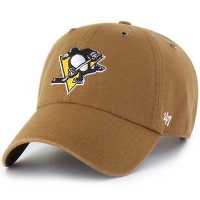 Men's Carhartt x '47 Brown Pittsburgh Penguins Clean Up Adjustable Hat