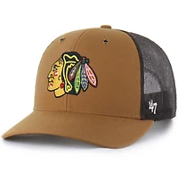 Men's Carhartt x '47 Brown Chicago Blackhawks Trucker Adjustable Hat