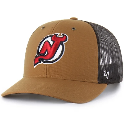 Men's Carhartt x '47 Brown New Jersey Devils Trucker Adjustable Hat
