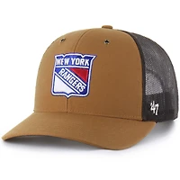 Men's Carhartt x '47 Brown New York Rangers Trucker Adjustable Hat