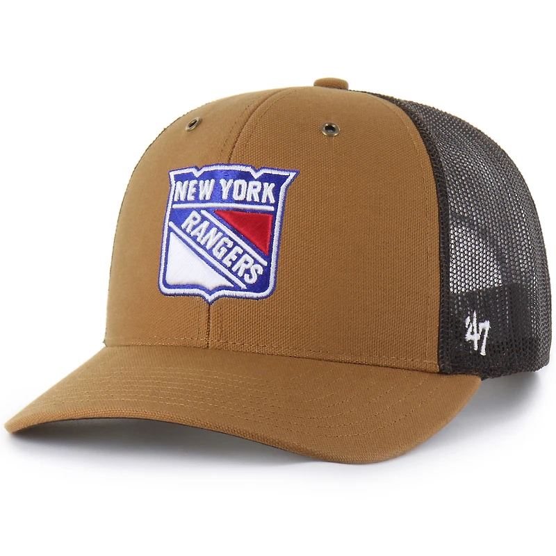 Men's Carhartt x '47 Brown New York Rangers Trucker Adjustable Hat