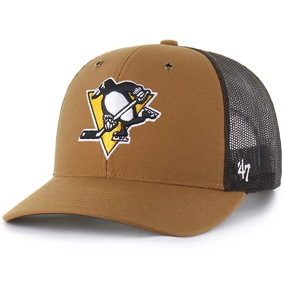 Men's Carhartt x '47 Brown Pittsburgh Penguins Trucker Adjustable Hat