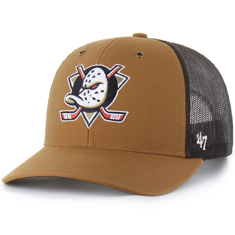 Men's Carhartt x '47 Brown Anaheim Ducks Trucker Adjustable Hat