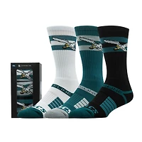 Unisex Strideline Philadelphia Eagles Retro Premium 3-Pack Knit Crew Socks Set