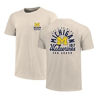 Men's Cream Michigan Wolverines Big & Tall Mascot Overlay Essential Pocket T-Shirt