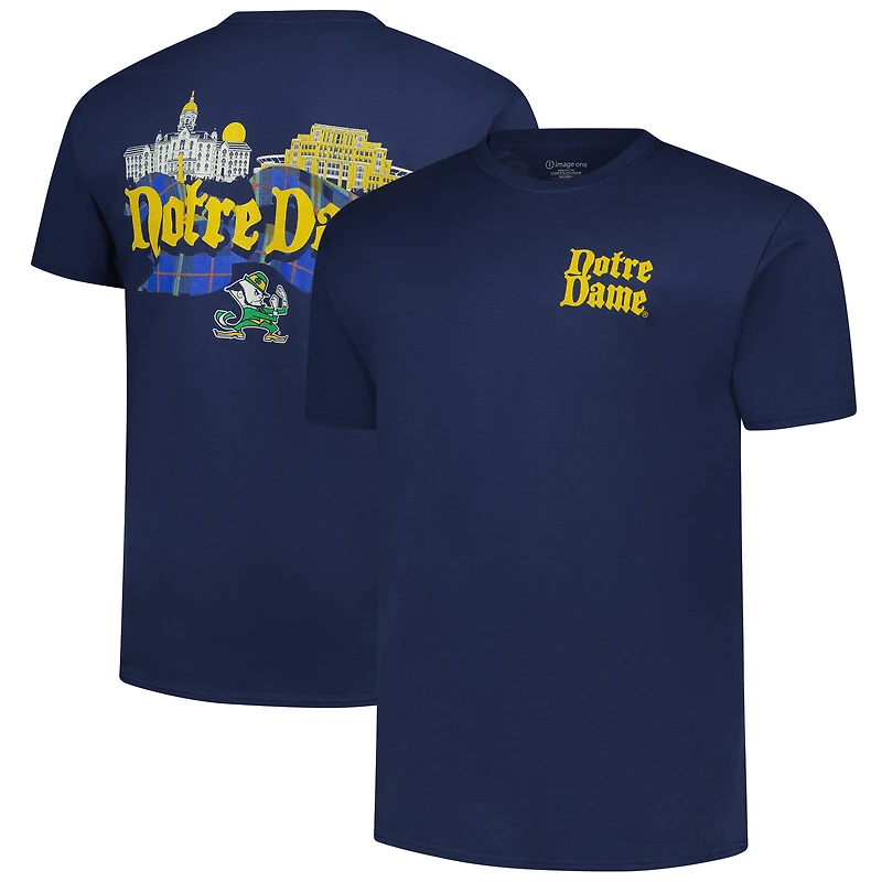 Men's Navy Notre Dame Fighting Irish Big & Tall Celtic Tartan Campus Hyper Local Core T-Shirt