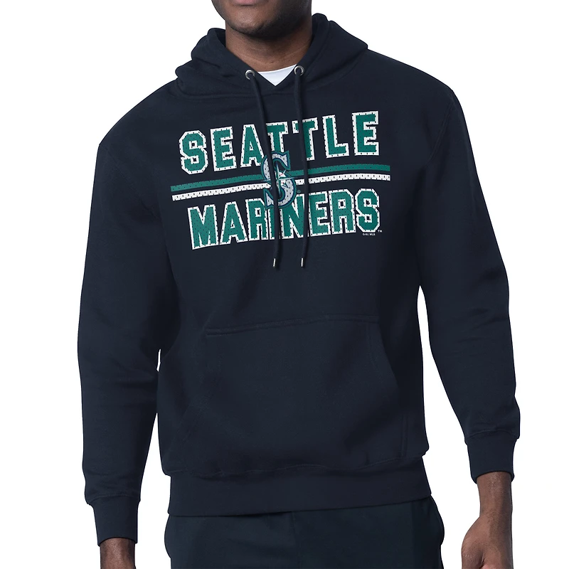 Men's Starter Navy Seattle Mariners Team Mesh Print Graphic Pullover Hoodie