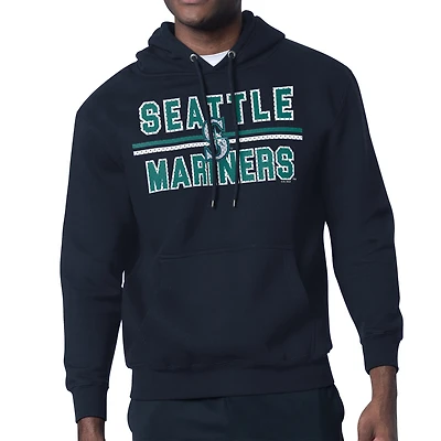 Men's Starter Navy Seattle Mariners Team Mesh Print Graphic Pullover Hoodie