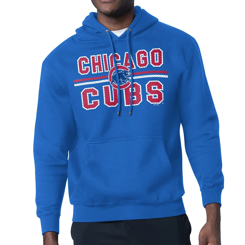 Men's Starter Royal Chicago Cubs Team Mesh Print Graphic Pullover Hoodie