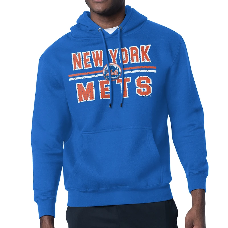 Men's Starter Royal New York Mets Team Mesh Print Graphic Pullover Hoodie