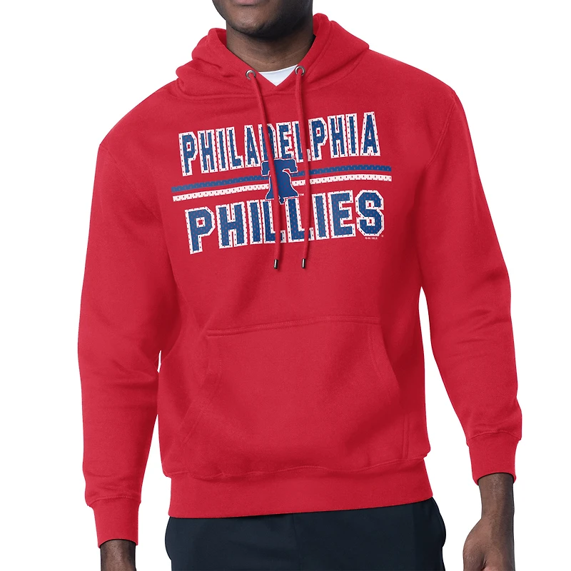 Men's Starter Red Philadelphia Phillies Team Mesh Print Graphic Pullover Hoodie