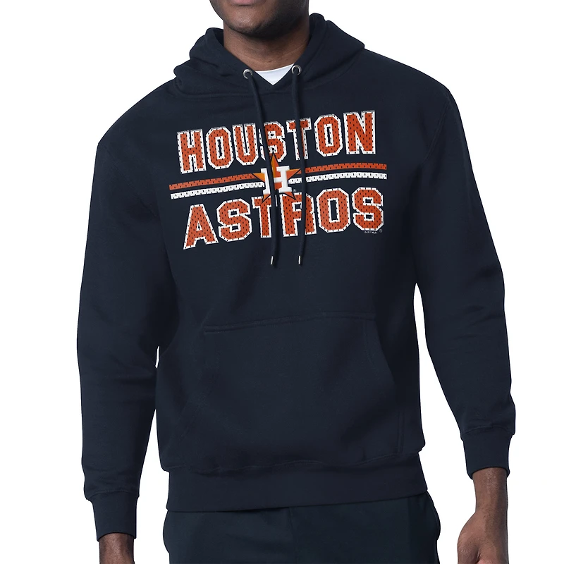 Men's Starter Navy Houston Astros Team Mesh Print Graphic Pullover Hoodie