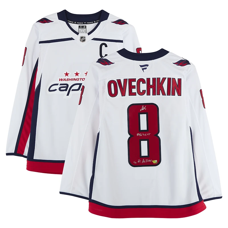 Alexander Ovechkin Washington Capitals Autographed White Fanatics Premium Jersey with Multiple Inscriptions - Limited Edition of 50
