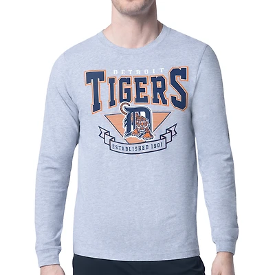 Men's Starter  Heather Gray Detroit Tigers '80s Inspired Team Graphic Long Sleeve T-Shirt