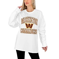 Women's Gameday Couture White Washington Commanders Mind Games Oversized Long Sleeve T-Shirt