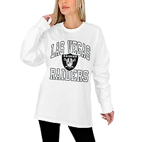 Women's Gameday Couture White Las Vegas Raiders Mind Games Oversized Long Sleeve T-Shirt