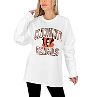 Women's Gameday Couture White Cincinnati Bengals Mind Games Oversized Long Sleeve T-Shirt