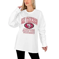 Women's Gameday Couture White San Francisco 49ers Mind Games Oversized Long Sleeve T-Shirt