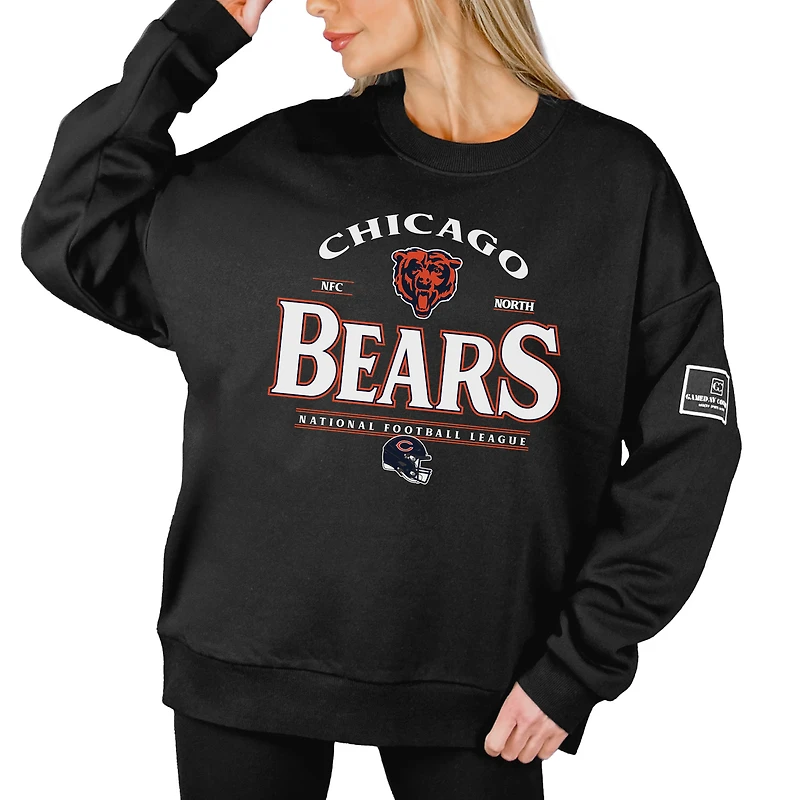 Women's Gameday Couture Black Chicago Bears Oversized Players Only Black Label Pullover Sweatshirt