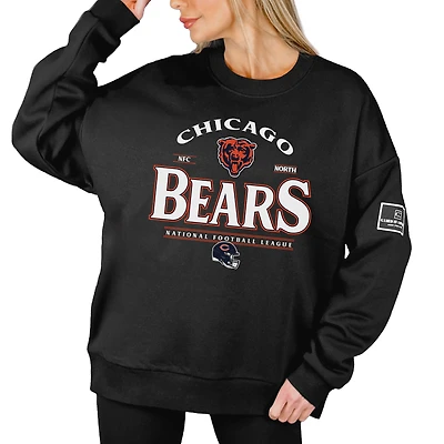 Women's Gameday Couture Black Chicago Bears Oversized Players Only Black Label Pullover Sweatshirt