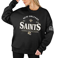 Women's Gameday Couture Black New Orleans Saints Oversized Players Only Black Label Pullover Sweatshirt