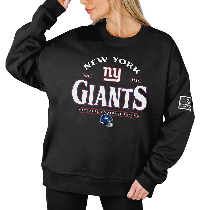 Women's Gameday Couture Black New York Giants Oversized Players Only Black Label Pullover Sweatshirt