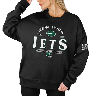 Women's Gameday Couture Black New York Jets Oversized Players Only Black Label Pullover Sweatshirt